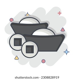 Icon Ingot. related to Chinese New Year symbol. comic style. simple design editable