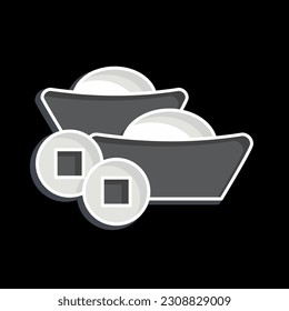 Icon Ingot. related to Chinese New Year symbol. glossy style. simple design editable