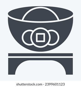 Icon Ingot. related to Chinese New Year symbol. glyph style. simple design editable. simple illustration