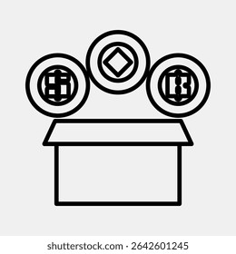 Icon initial coin offering. Crypto currency elements. Icon in line style.