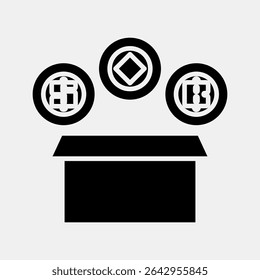 Icon initial coin offering. Crypto currency elements. Icon in glyph style.