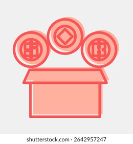 Icon initial coin offering. Crypto currency elements. Icon in two tone style.