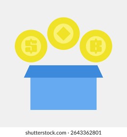 Icon initial coin offering. Crypto currency elements. Icon in flat style.