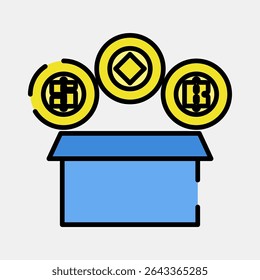 Icon initial coin offering. Crypto currency elements. Icon in filled line style.