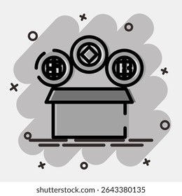 Icon initial coin offering. Crypto currency elements. Icon in comic style.