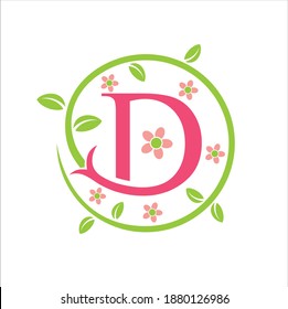 -Icon für D. D Logo. Blumen. Vektorkunst.