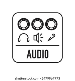 Icon of input for mini-jack 3.5, output for headphones, microphone, etc., vector illustration.