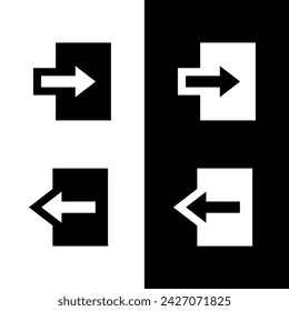 Icon input or output. Door with arrow, direction of movement. Access or registration symbol.