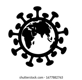 icon with inscription about the danger of the virus, quarantine, warning and attention. Quarantine - stay at home. Danger of infected, COVID-19 (Coronavirus). Outbreak alert.