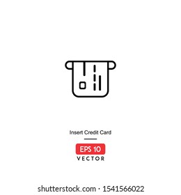 Icon insert credit card illustration with line style vector, isolated on white background, EPS10 - Vector