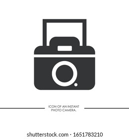 Icon of an instant photo camera. Old camera symbol. Retro camera.