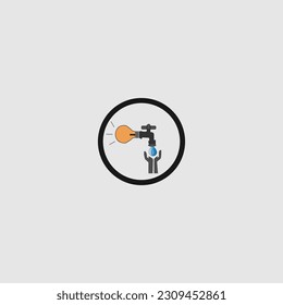 las instrucciones de icono desactivan el grifo de agua cuando no se utiliza el vector de stock y las fotos