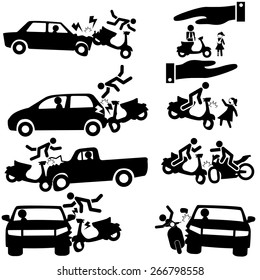 Icon of insurance on a motorcycle accident.