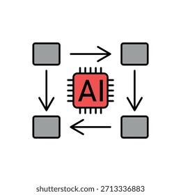 Icono de un flujo de trabajo inteligente, aislado contra un fondo limpio.