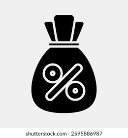 Icon interest rate. Economy elements. Icon in glyph style.