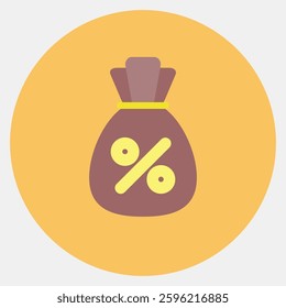 Icon interest rate. Economy elements. Icon in color mate style.