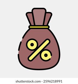 Icon interest rate. Economy elements. Icon in filled line style.