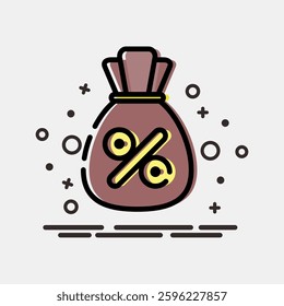 Icon interest rate. Economy elements. Icon in MBE style.