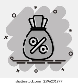 Icon interest rate. Economy elements. Icon in comic style.