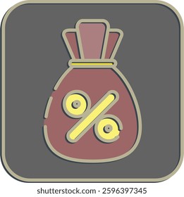 Icon interest rate. Economy elements. Icon in embossed style.