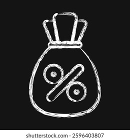 Icon interest rate. Economy elements. Icon in chalk style.