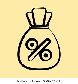 Icon interest rate. Economy elements. Icon in hand drawn style.