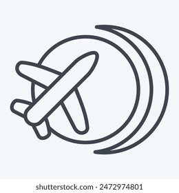 Icon International Flight. related to Airport symbol. line style. simple design illustration