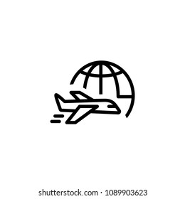 Icon of international flight. Transit, airway, globe. Immigration concept. Can be used for topics like travel, destination, tourism