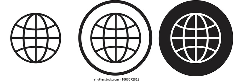 icon internet black outline logo for web site design 
and mobile dark mode apps 
Vector illustration on a white background