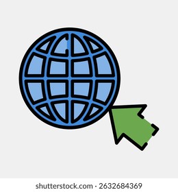 Icon internet. Internet network elements. Icon in filled line style.