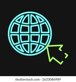Icon internet. Internet network elements. Icon in neon style.