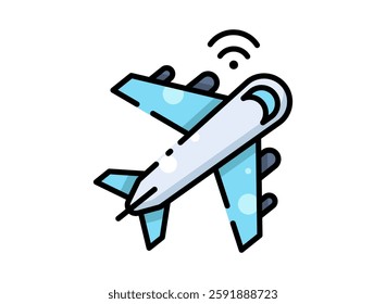 Icon of an Internet of Things Airplane with filled style
