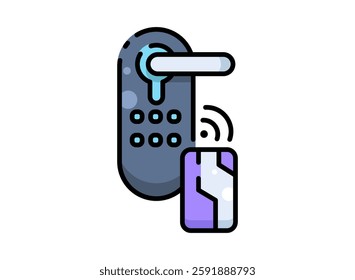 Icon of an Internet of Things Smart Door with filled style