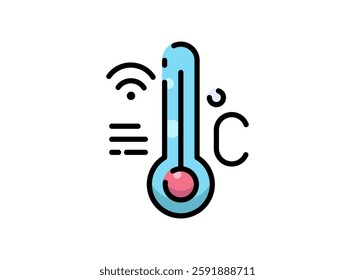 Icon of an Internet of Things Thermometer with filled style