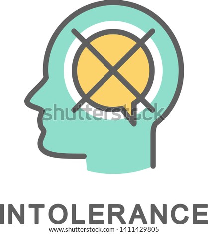 Icon intolerance. Hostility towards other judgments. The thin contour lines with color fills.