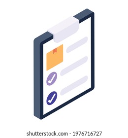 An icon of inventory report in isometric design