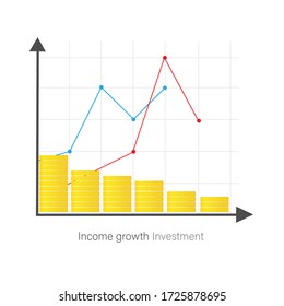 Icon with investment for banner design. Diagram, graph growth. con for banner design. Stock vector. Diagram, graph growth.