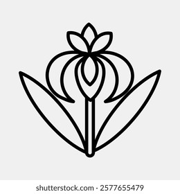 Icon iris. Beautiful flowers elements. Icon in line style.