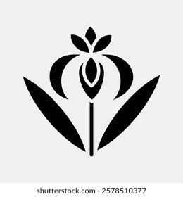 Icon iris. Beautiful flowers elements. Icon in glyph style.