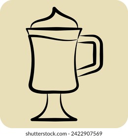 Icon Irish Coffe. related to Cocktails,Drink symbol. hand drawn style. simple design editable. simple illustration