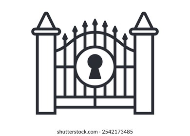 icon iron gates in a private house. closed car gates.