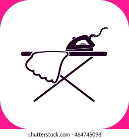 Icon of iron and ironing board vector icon on white background.