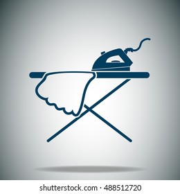 Icon of iron and ironing board vector icon