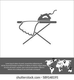 Icon of iron and ironing board vector  icon