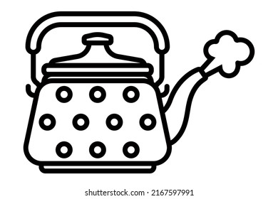 icon of an iron kettle that boils water for tea. flat vector illustration.