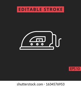 Icon Iron line, outline vector sign, linear style pictogram isolated on black. Sign or symbol, Editable Stroke. 48x48 pixel perfect.