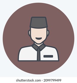 Icon Islamic Man - Color Mate Style - Simple illustration,Design Icon vector, Good for prints, posters, advertisements, announcements, info graphics, etc.