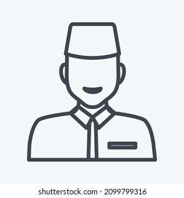 Icon Islamic Man - Line Style - Simple illustration,Design Icon vector, Good for prints, posters, advertisements, announcements, info graphics, etc.