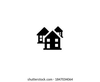 Village vector icon. Isolated countryside houses illustration