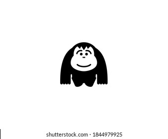 Gorilla vector icon. Isolated Gorilla monkey illustration